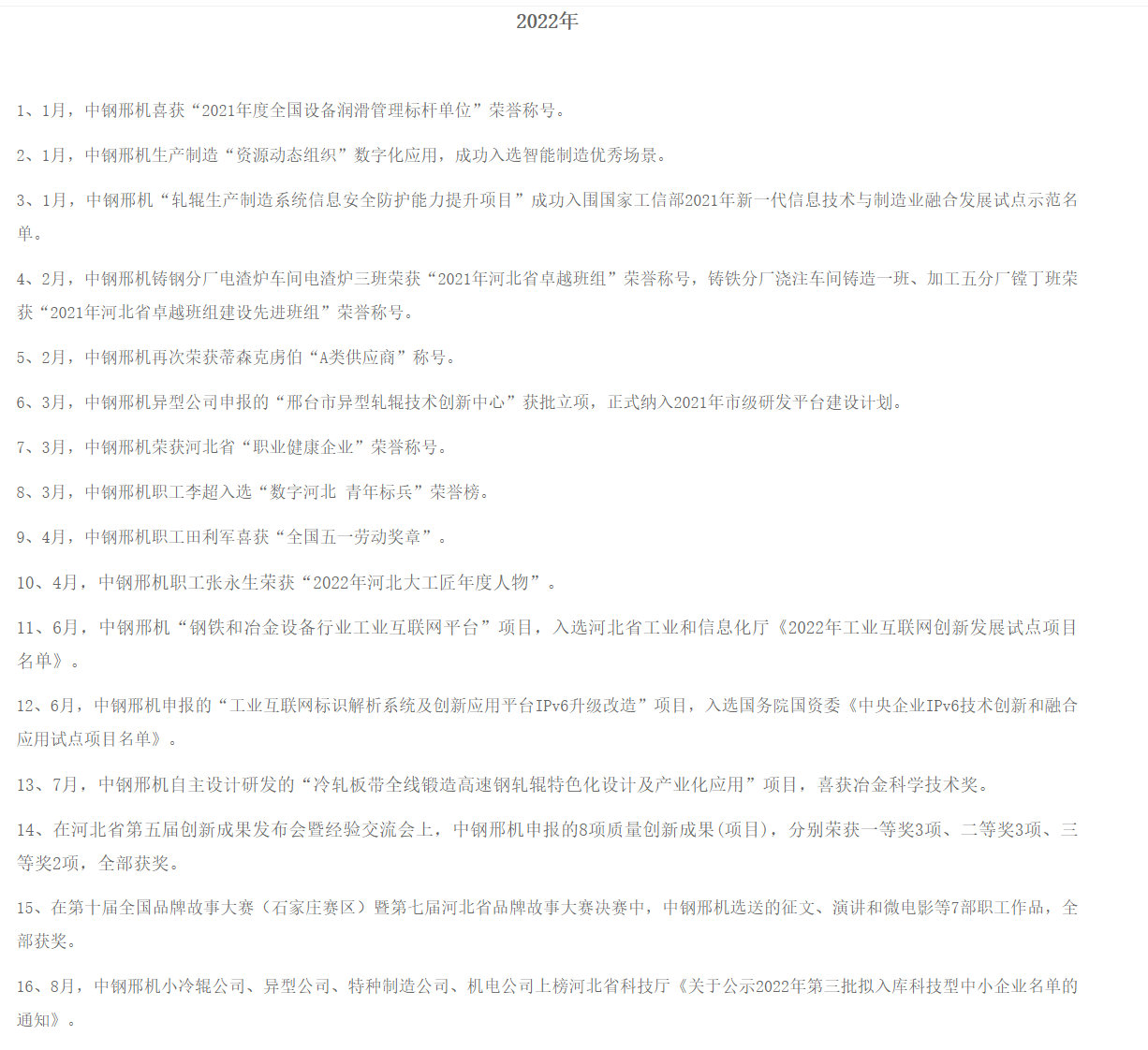 中钢集团邢台机械轧辊有限公司荣誉.png